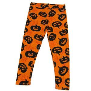 Chances R Womens Halloween Leggings Jack O' Lantern & Spider Webs Size Large New